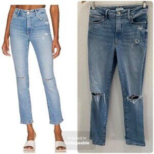 Good American Light Blue High-Rise Distressed Jeans
